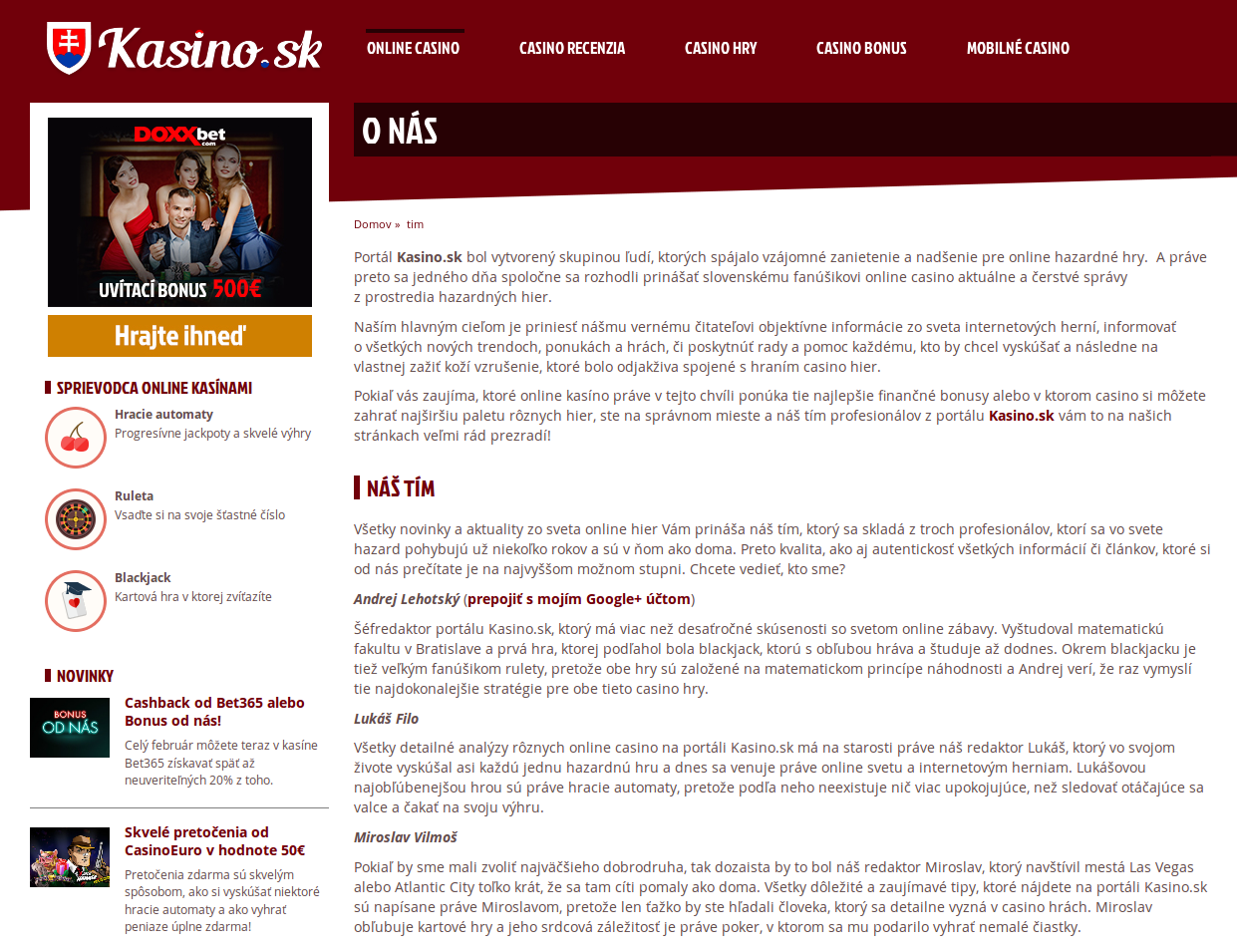 Kasino.sk - O
nás